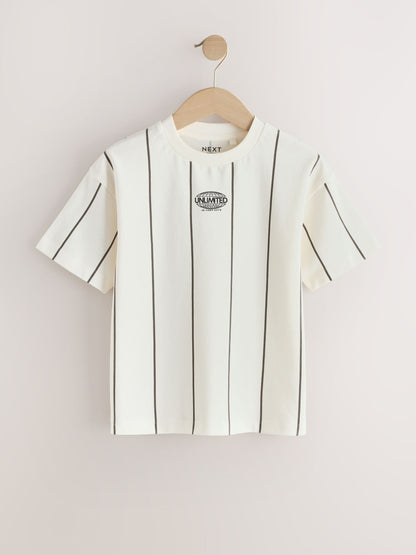 Dsiney Kidz - White/Black Stripe Short Sleeve Graphic T-Shirt (3-16yrs) image 5