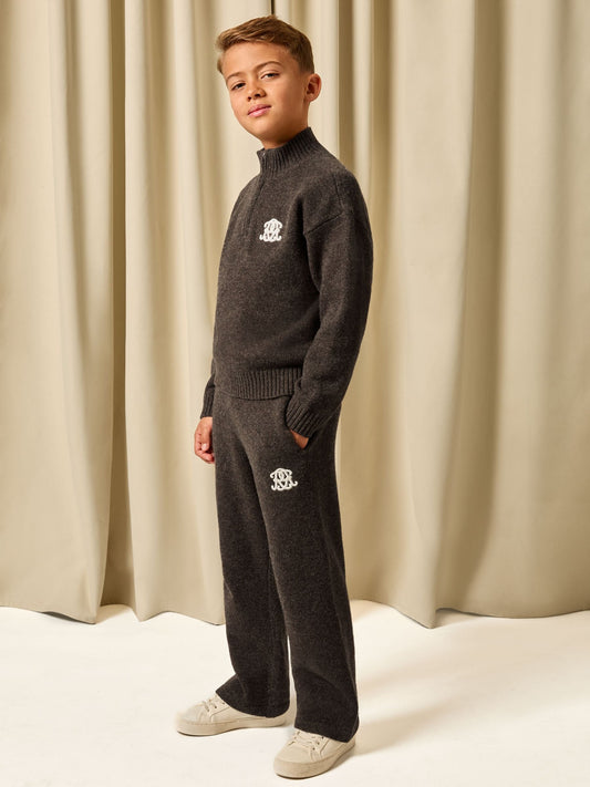 Reiss Chocolate Brown Blake 3-9 yrs Monogram Relaxed Wool-Blend Joggers Unisex Fit image 2
