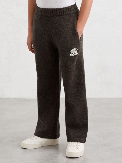 Reiss Chocolate Brown Blake 3-9 yrs Monogram Relaxed Wool-Blend Joggers Unisex Fit image 5
