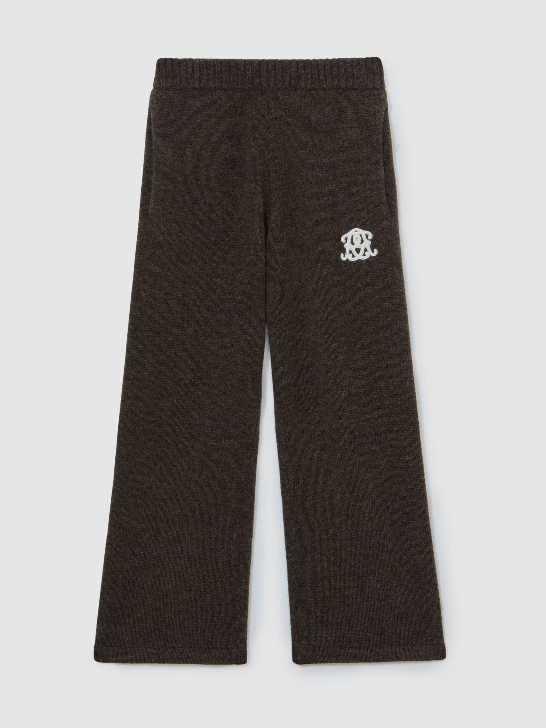 Reiss Chocolate Brown Blake 9-13 yrs Monogram Relaxed Wool-Blend Joggers Unisex Fit image 1