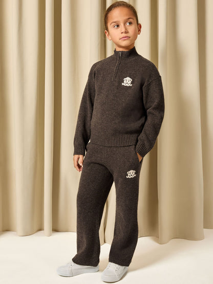 Reiss Chocolate Brown Blake 9-13 yrs Monogram Relaxed Wool-Blend Joggers Unisex Fit image 3