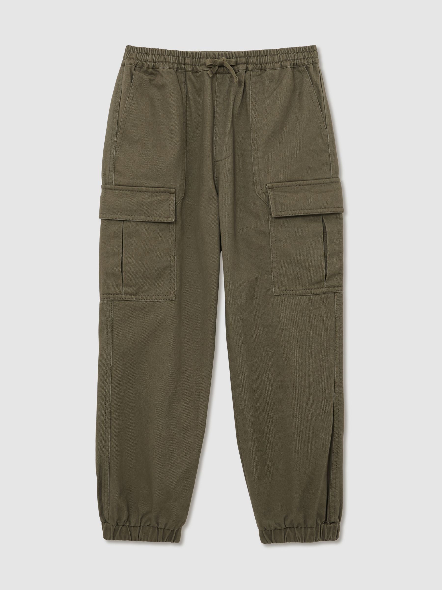 Reiss Khaki Helix 3-9 yrs Cotton Cuffed Cargo Trousers image 2