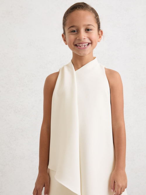 Reiss Ivory Zoe 9-13 yrs Draped Sleeveless Shift Dress image 1