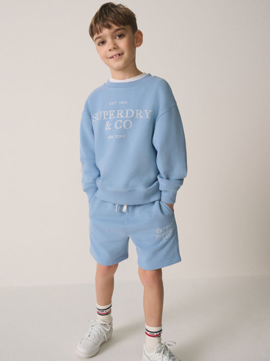 Superdry Light Blue Sweat Top and Shorts Set image 1