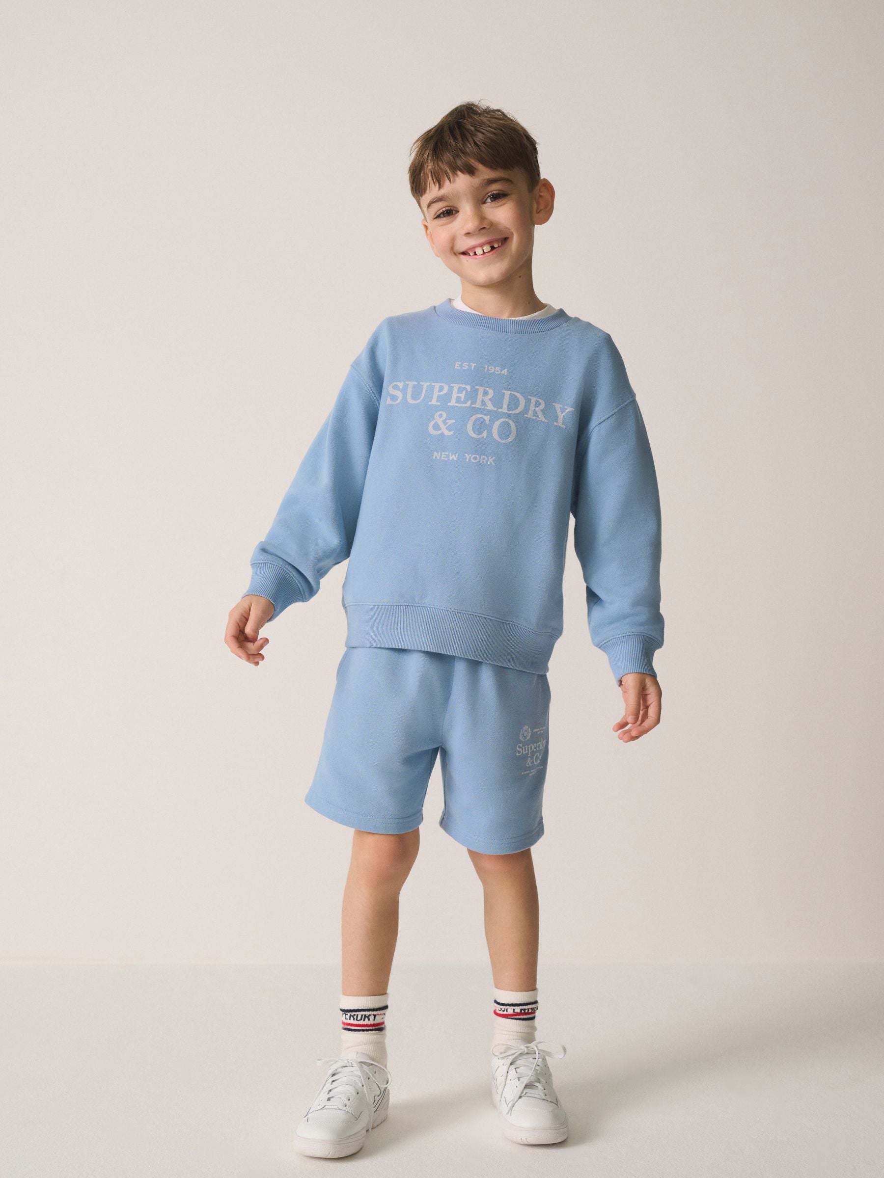 Superdry Light Blue Sweat Top and Shorts Set image 2