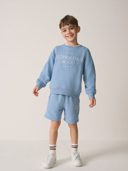 Superdry Light Blue Sweat Top and Shorts Set image 2