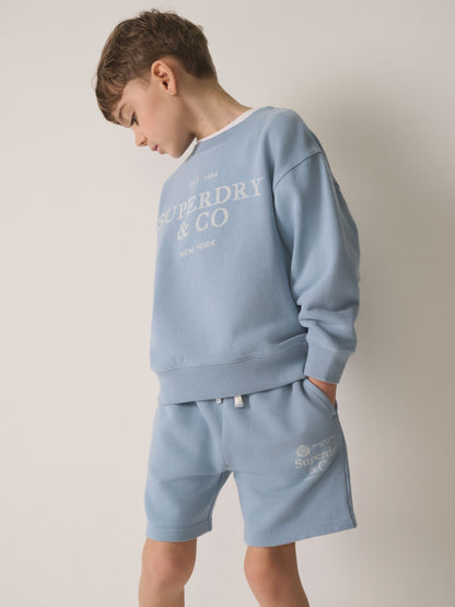 Superdry Light Blue Sweat Top and Shorts Set image 3
