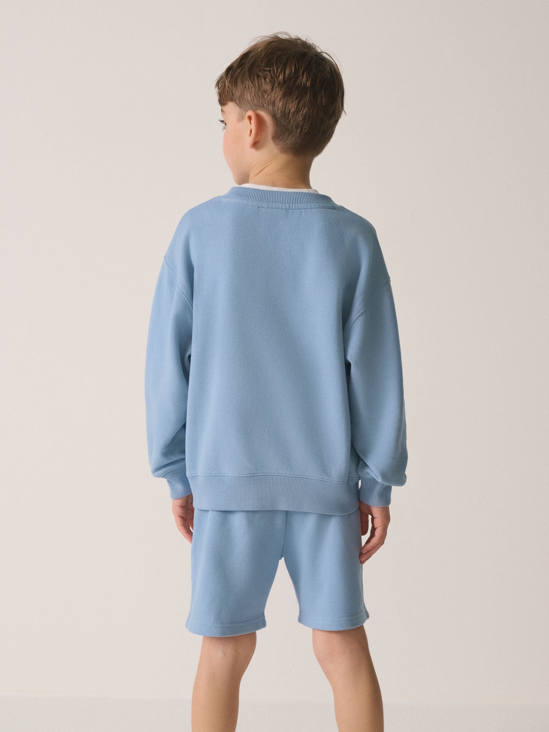 Superdry Light Blue Sweat Top and Shorts Set image 4