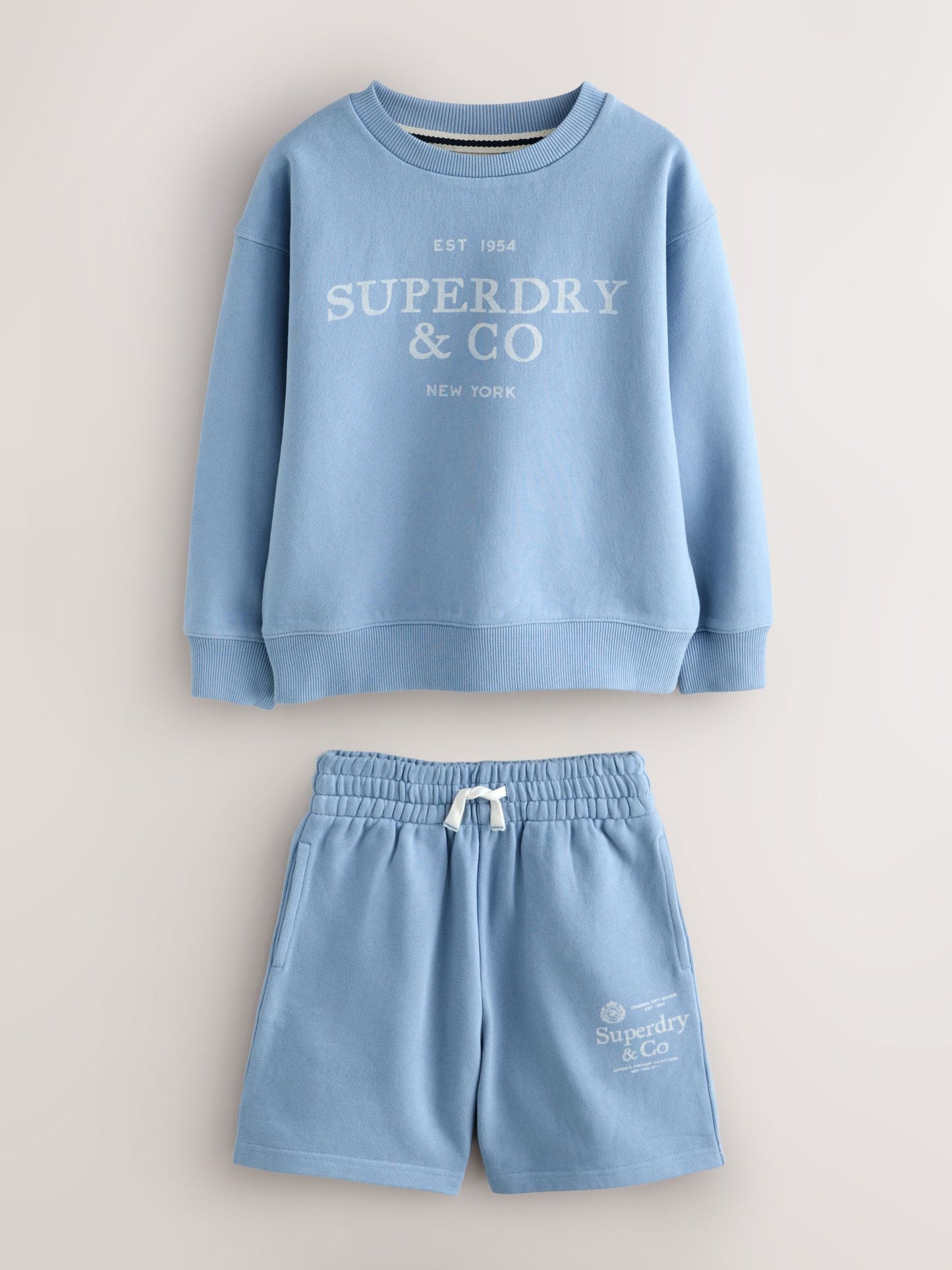 Superdry Light Blue Sweat Top and Shorts Set image 5