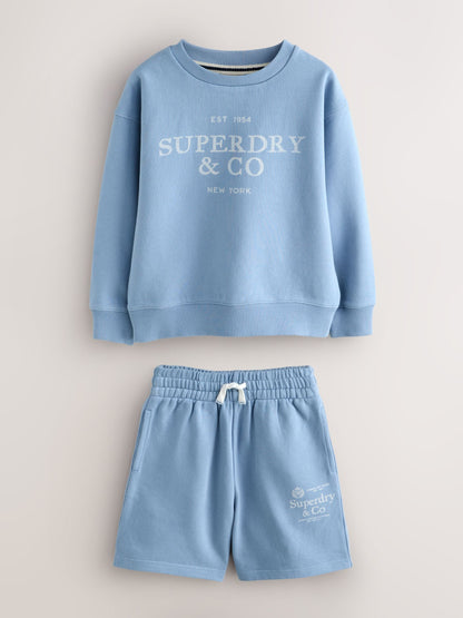 Superdry Light Blue Sweat Top and Shorts Set image 5