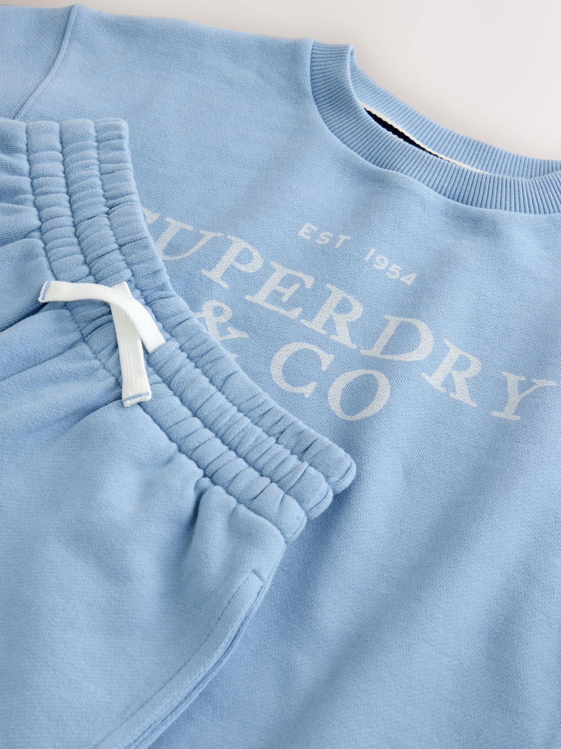 Superdry Light Blue Sweat Top and Shorts Set image 7
