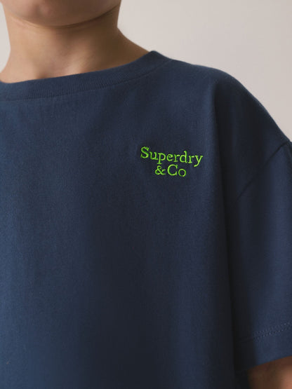 Superdry Navy T-Shirt and Shorts Set image 3