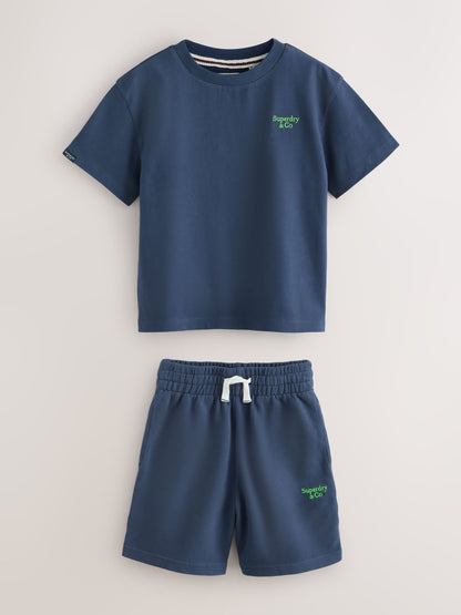 Superdry Navy T-Shirt and Shorts Set image 5