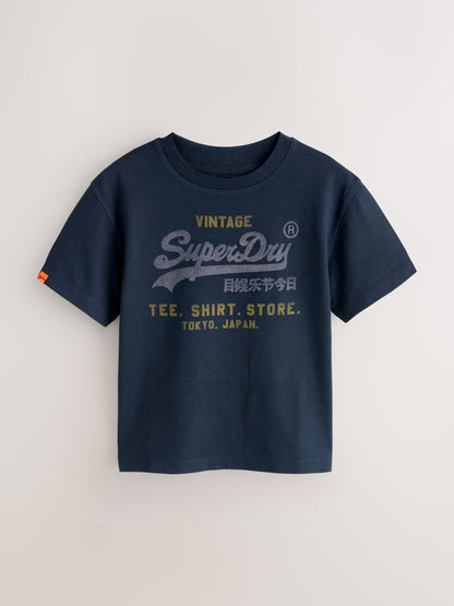 Superdry White/Navy T-Shirts 3 Pack image 2