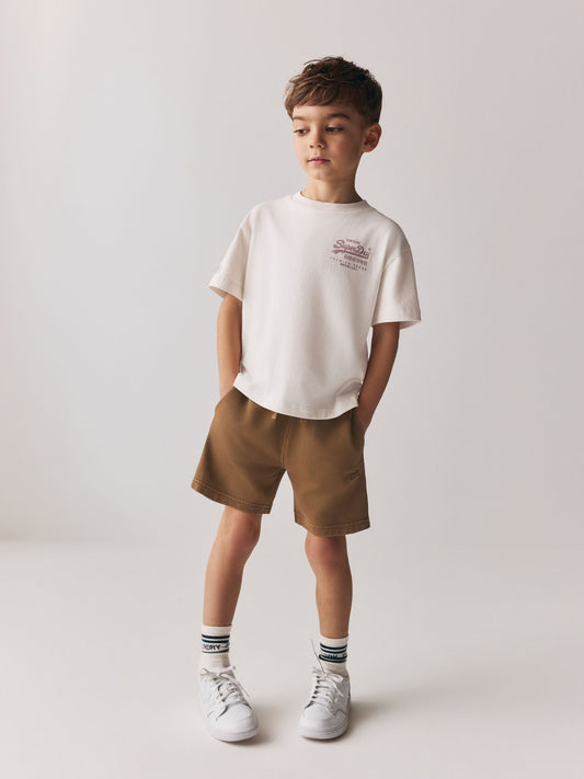 Superdry Brown/White T-Shirt and Shorts Set image 1
