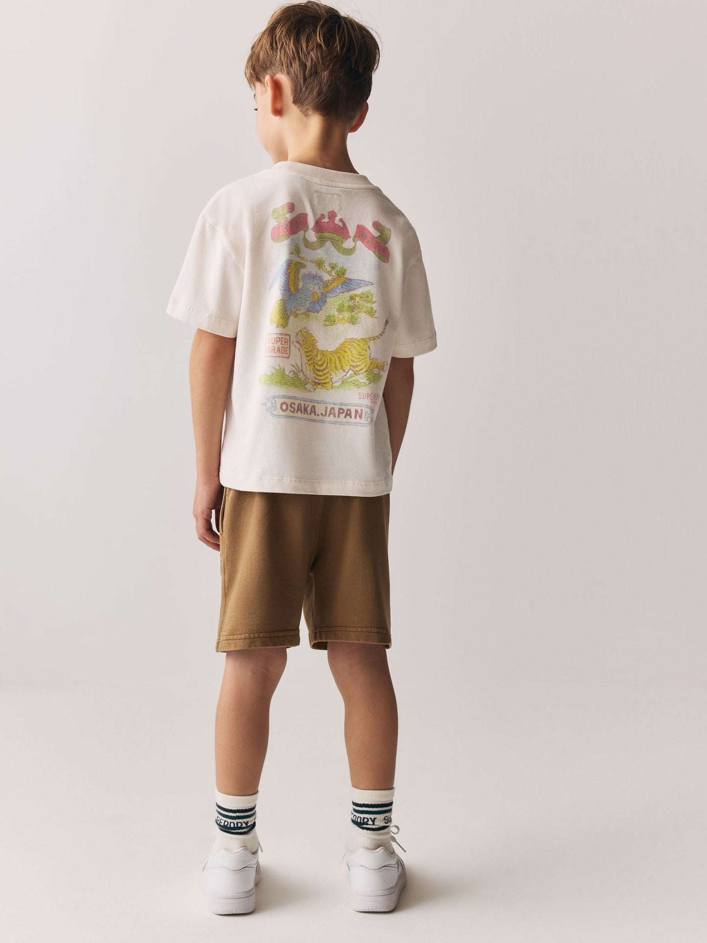 Superdry Brown/White T-Shirt and Shorts Set image 3