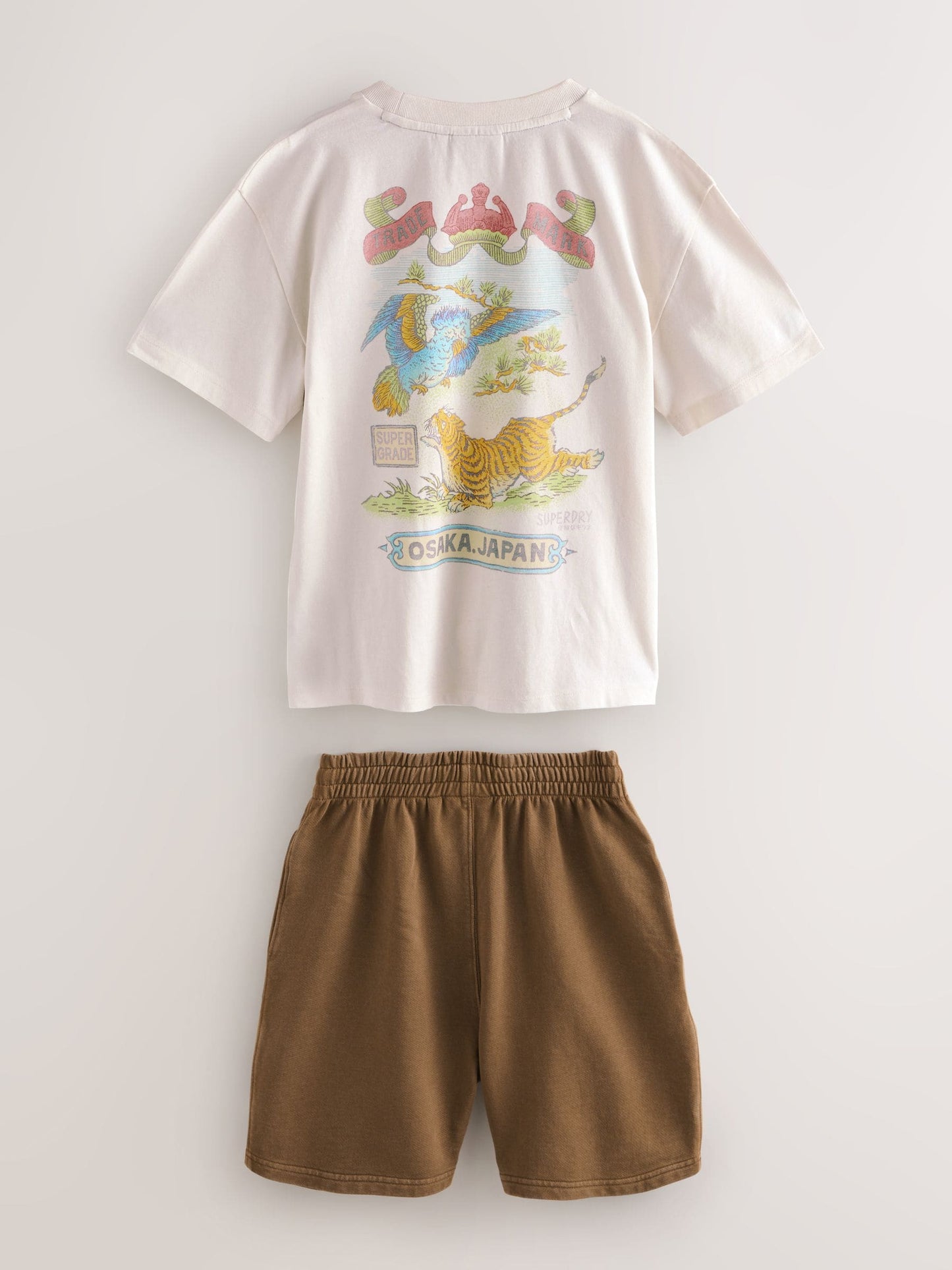 Superdry Brown/White T-Shirt and Shorts Set image 8
