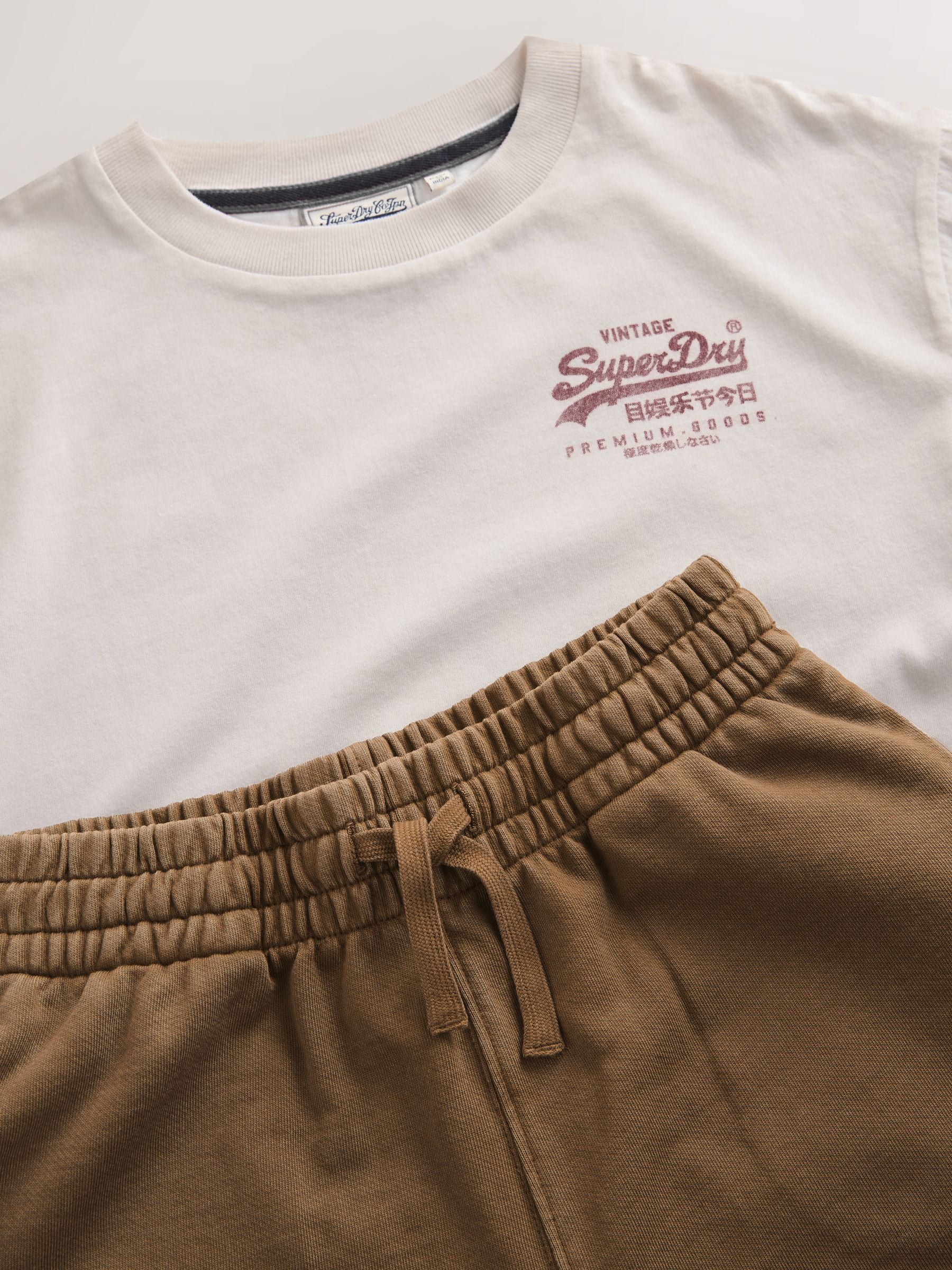 Superdry Brown/White T-Shirt and Shorts Set image 9