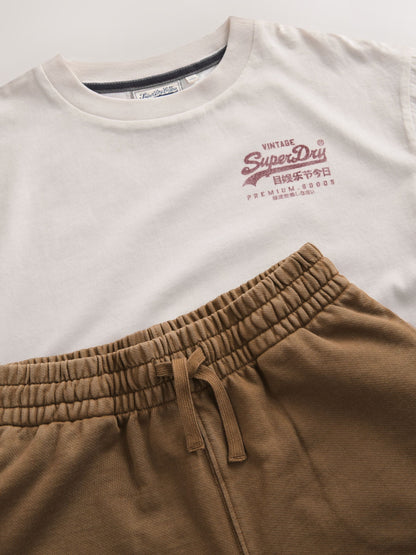 Superdry Brown/White T-Shirt and Shorts Set image 9