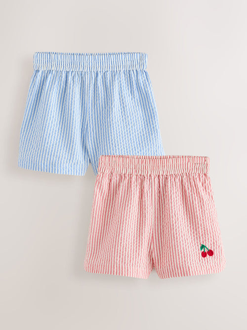 Blue & Red Stripe Pullon Shorts 2 Packs (3mths-10yrs) image 1