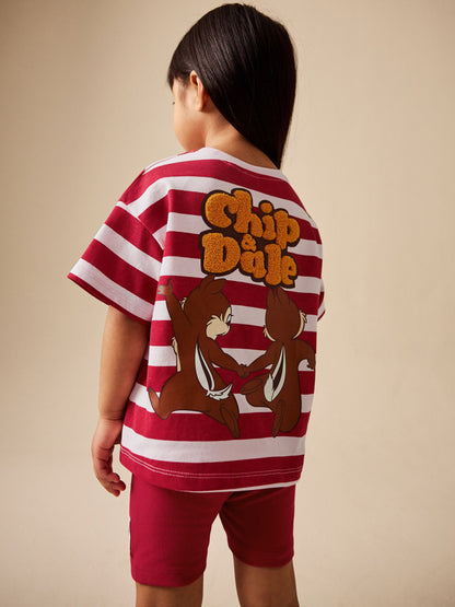 Red Pink Stripe Disney Chip and Dale Shorts Set (3mths-7yrs) image 5