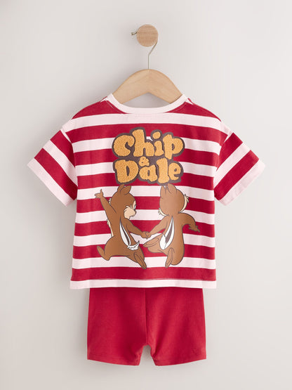 Red Pink Stripe Disney Chip and Dale Shorts Set (3mths-7yrs) image 9