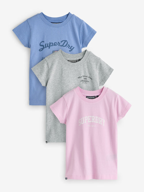 Superdry Pink/Blue T-Shirts 3 Pack image 1