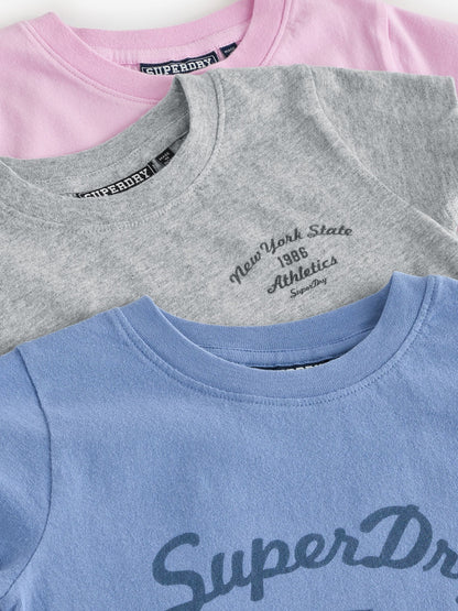 Superdry Pink/Blue T-Shirts 3 Pack image 6
