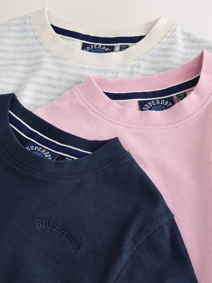 Superdry Pink/Navy T-Shirts 3 Pack image 6