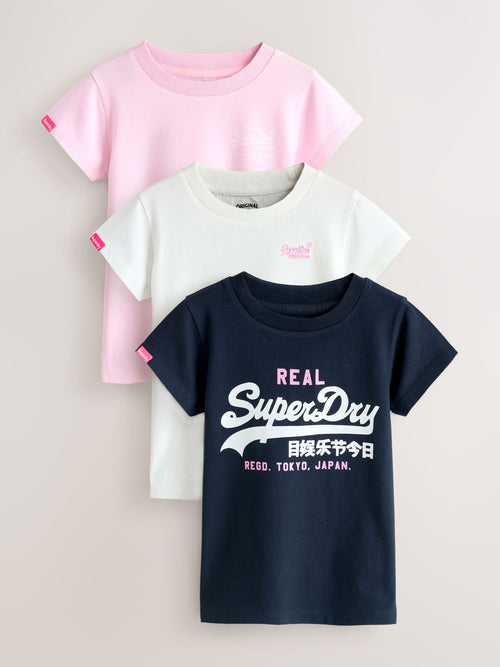 Superdry Navy/White T-Shirts 3 Pack image 1