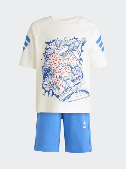 Dsiney Kidz - adidas White Marvel Avengers Little Kids T-Shirt and Shorts Set image 1