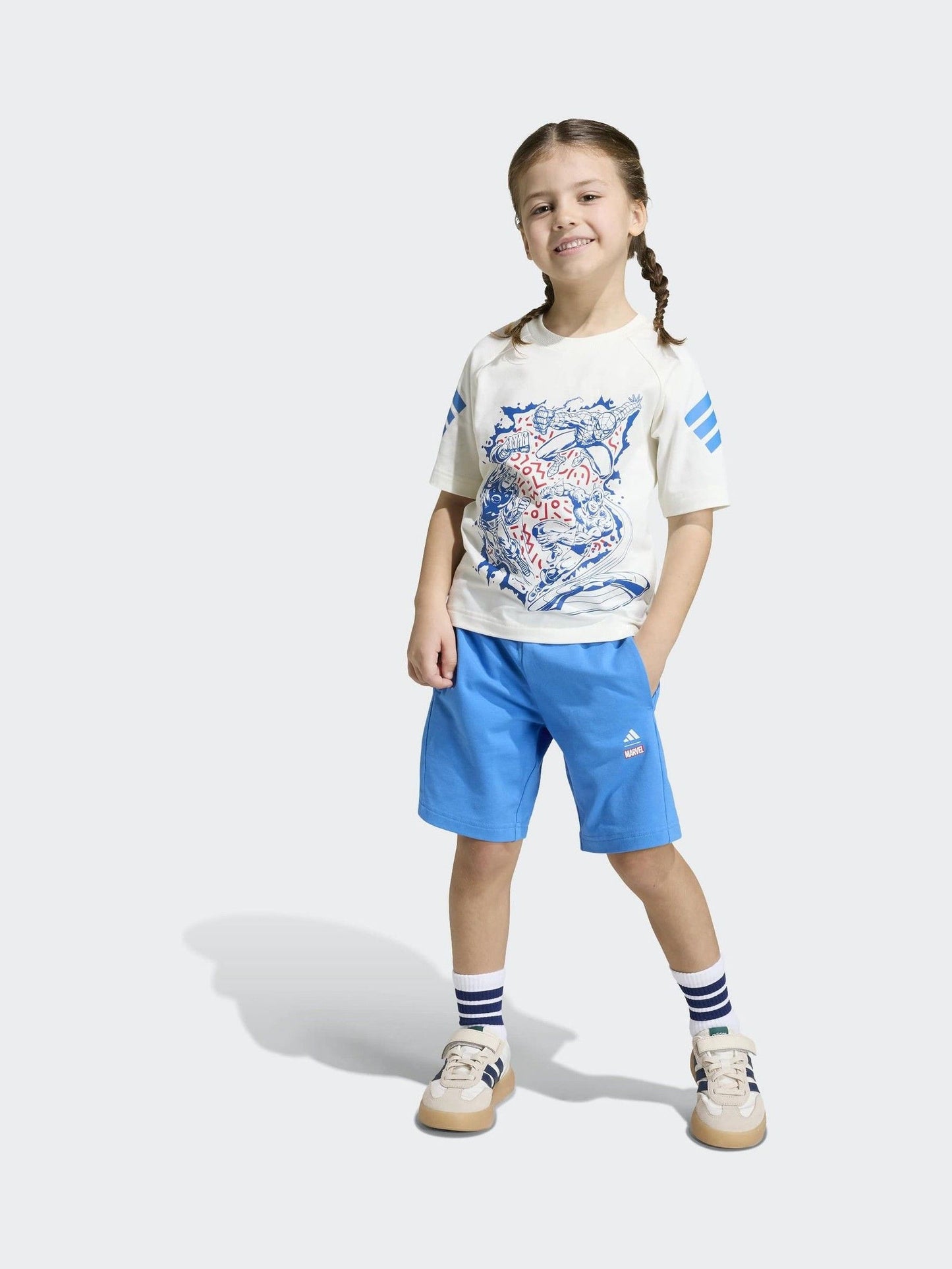 Dsiney Kidz - adidas White Marvel Avengers Little Kids T-Shirt and Shorts Set image 2