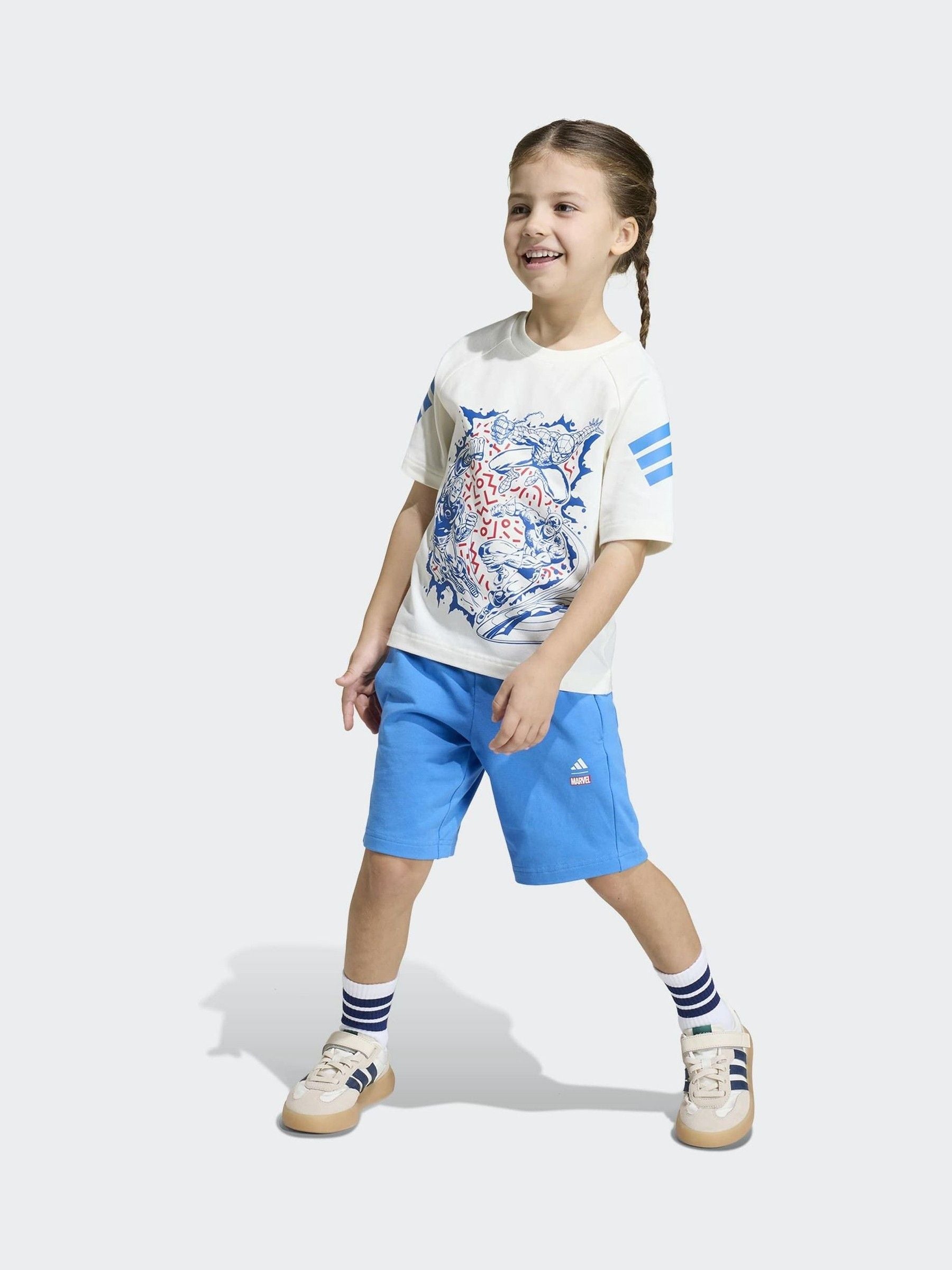 Dsiney Kidz - adidas White Marvel Avengers Little Kids T-Shirt and Shorts Set image 4