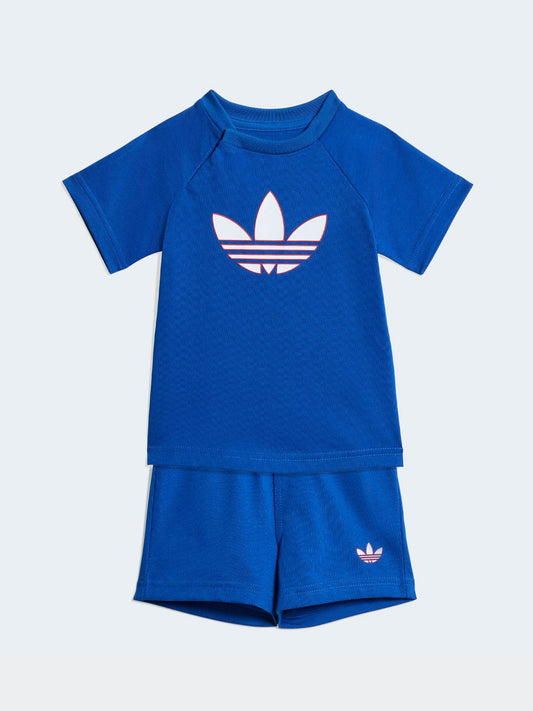 adidas Originals Blue Trefoil Top and Shorts Infant Set image 1