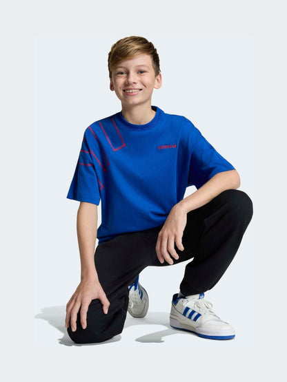 Dsiney Kidz - adidas Originals Blue Blocked Logo Oversized T-Shirt image 3