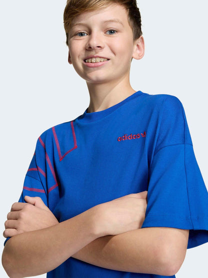 Dsiney Kidz - adidas Originals Blue Blocked Logo Oversized T-Shirt image 4
