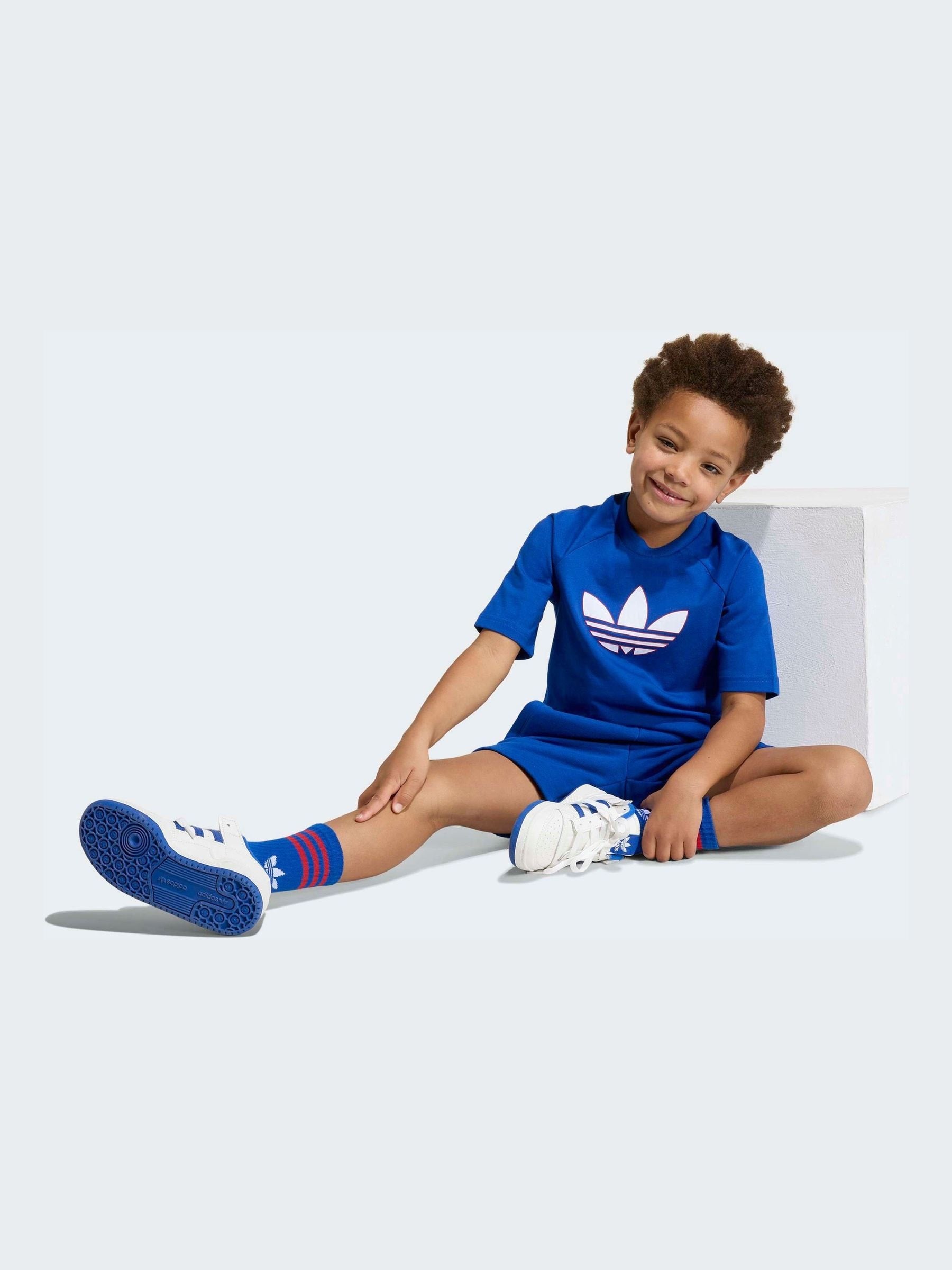 adidas Originals Blue Trefoil T-Shirt and Shorts Little Kids Set image 4