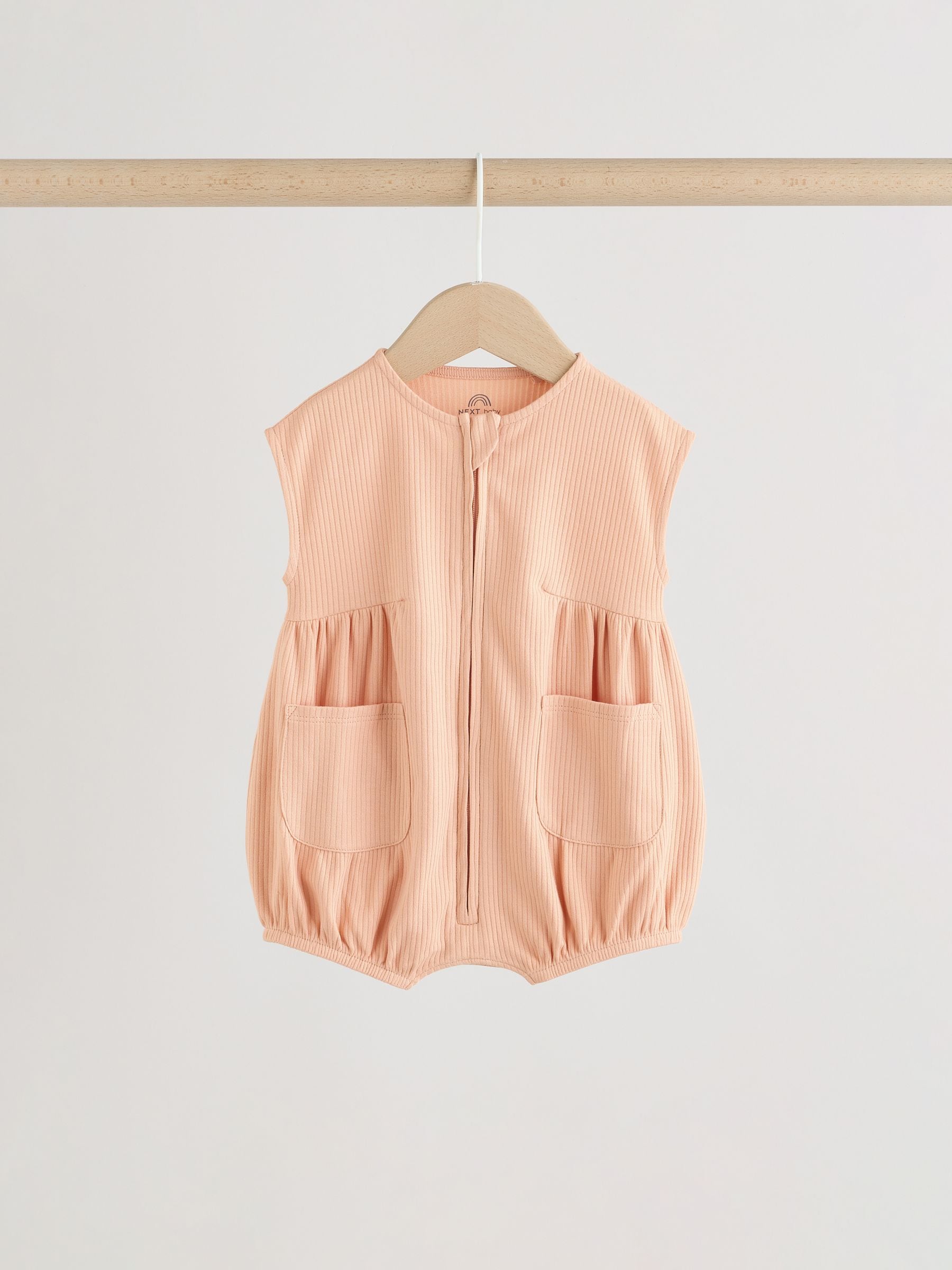 Orange Tonal Patterned Zip Through Baby Rompers 3 Pack image 6