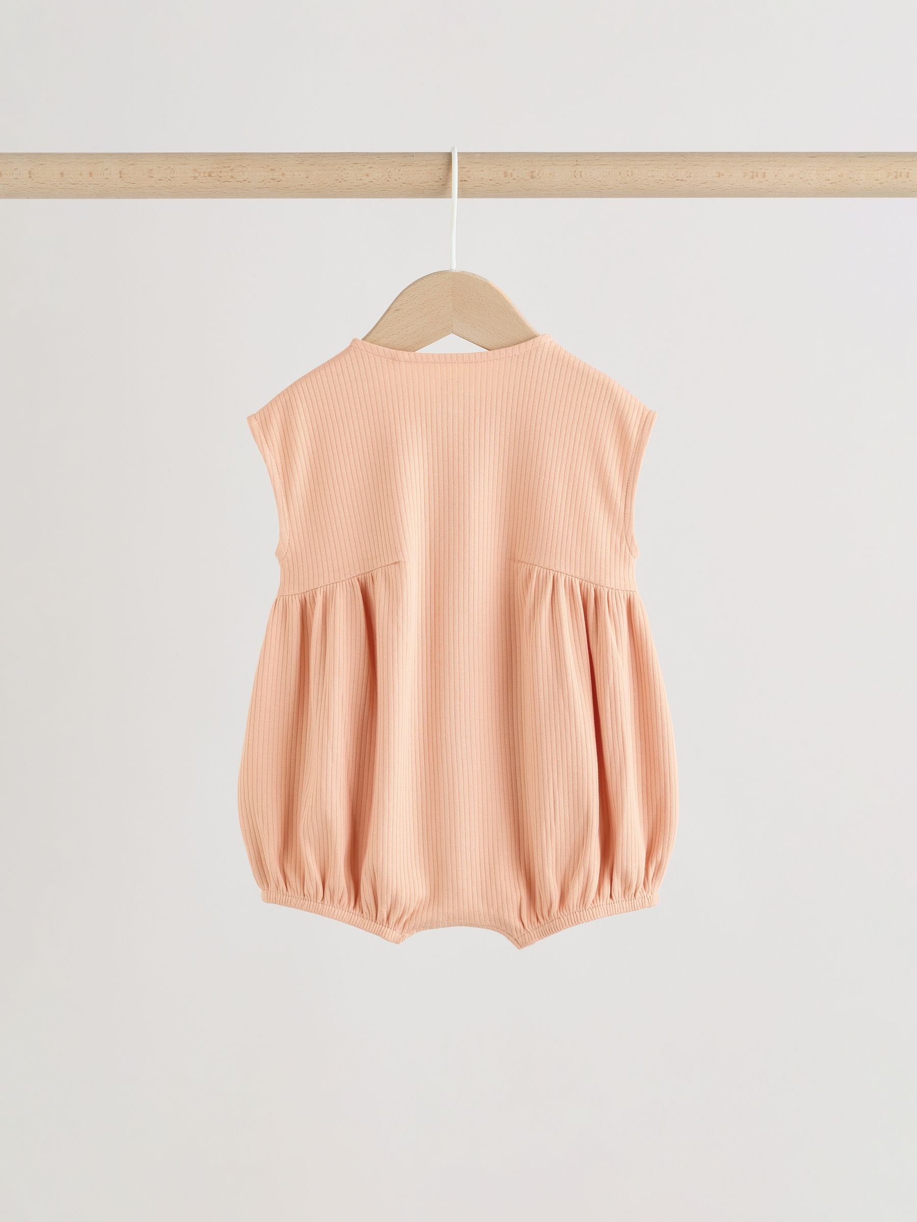 Orange Tonal Patterned Zip Through Baby Rompers 3 Pack image 7