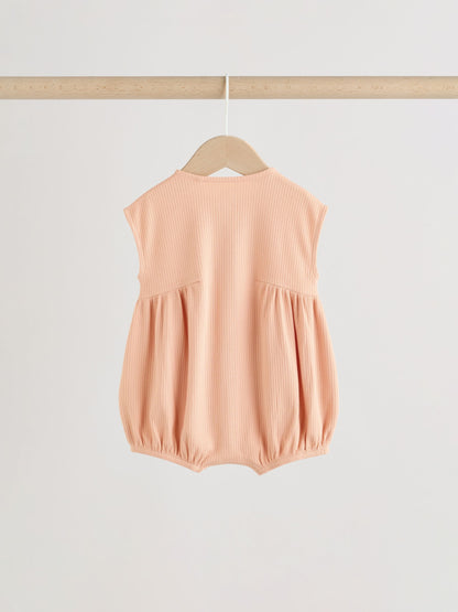 Orange Tonal Patterned Zip Through Baby Rompers 3 Pack image 7