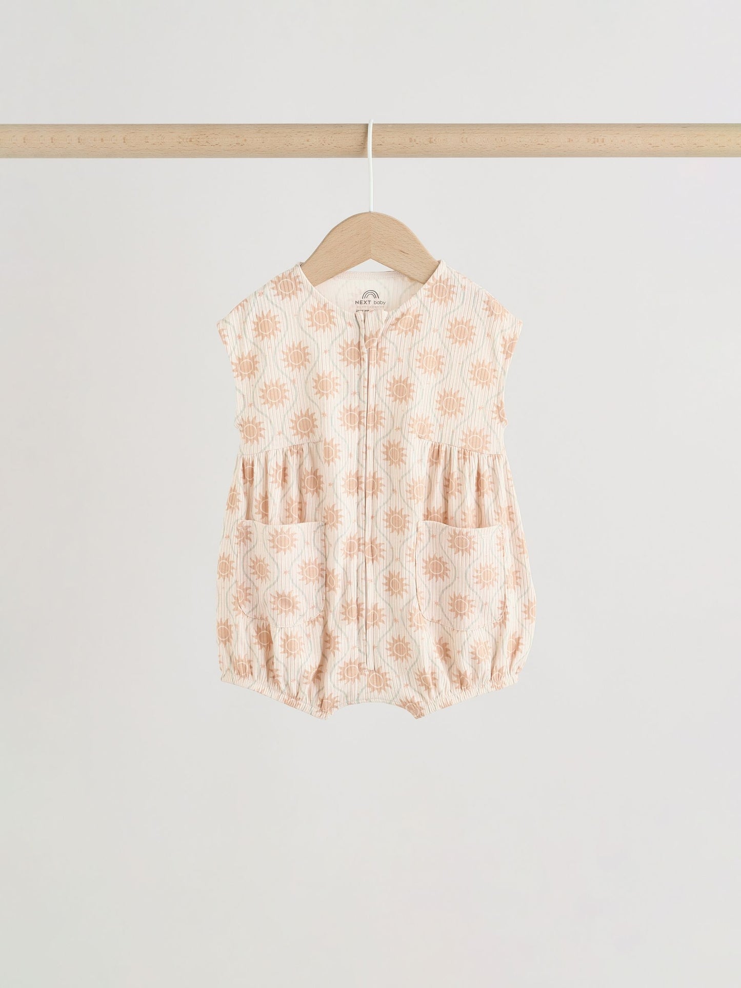 Orange Tonal Patterned Zip Through Baby Rompers 3 Pack image 9
