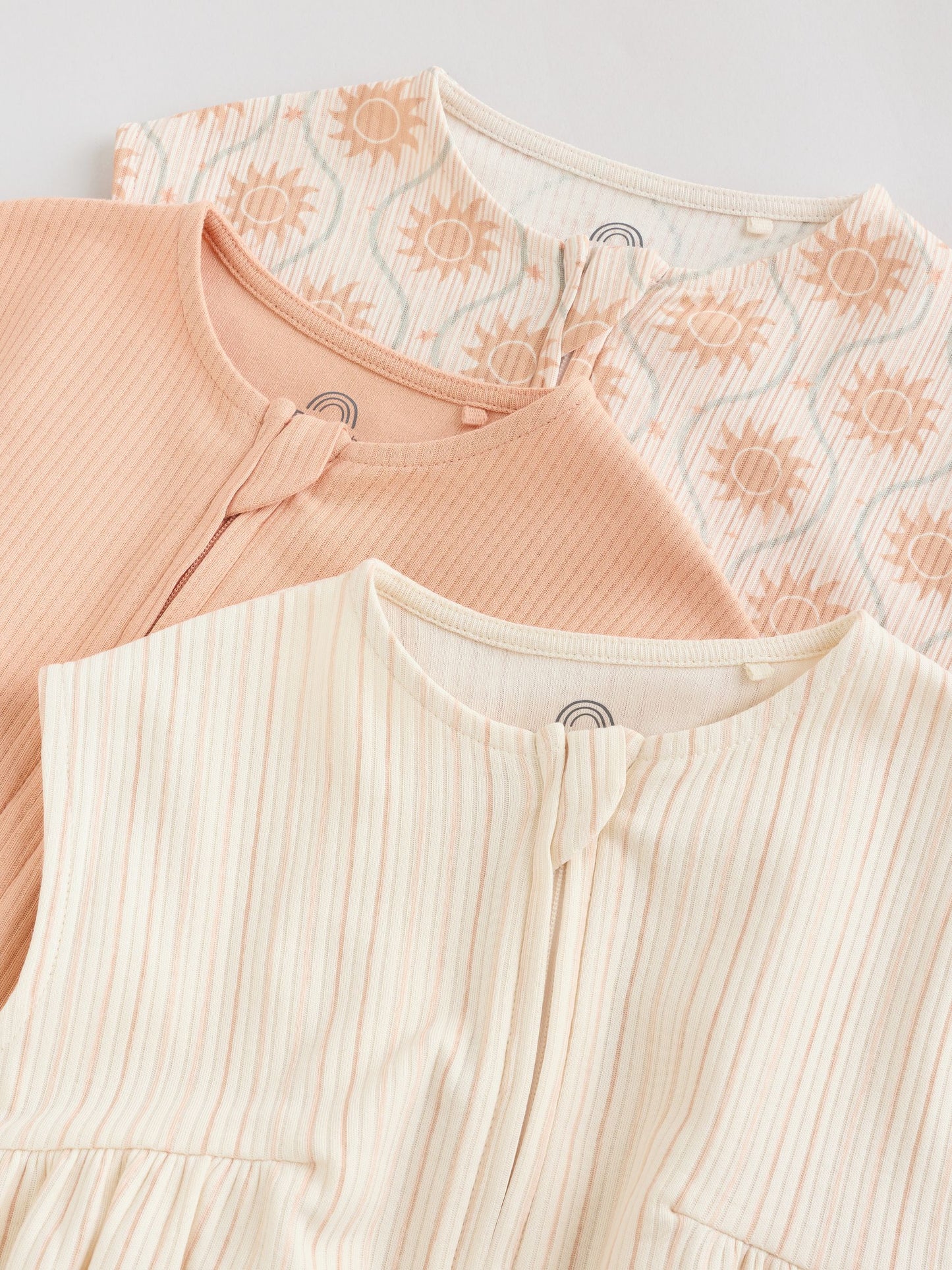 Orange Tonal Patterned Zip Through Baby Rompers 3 Pack image 8