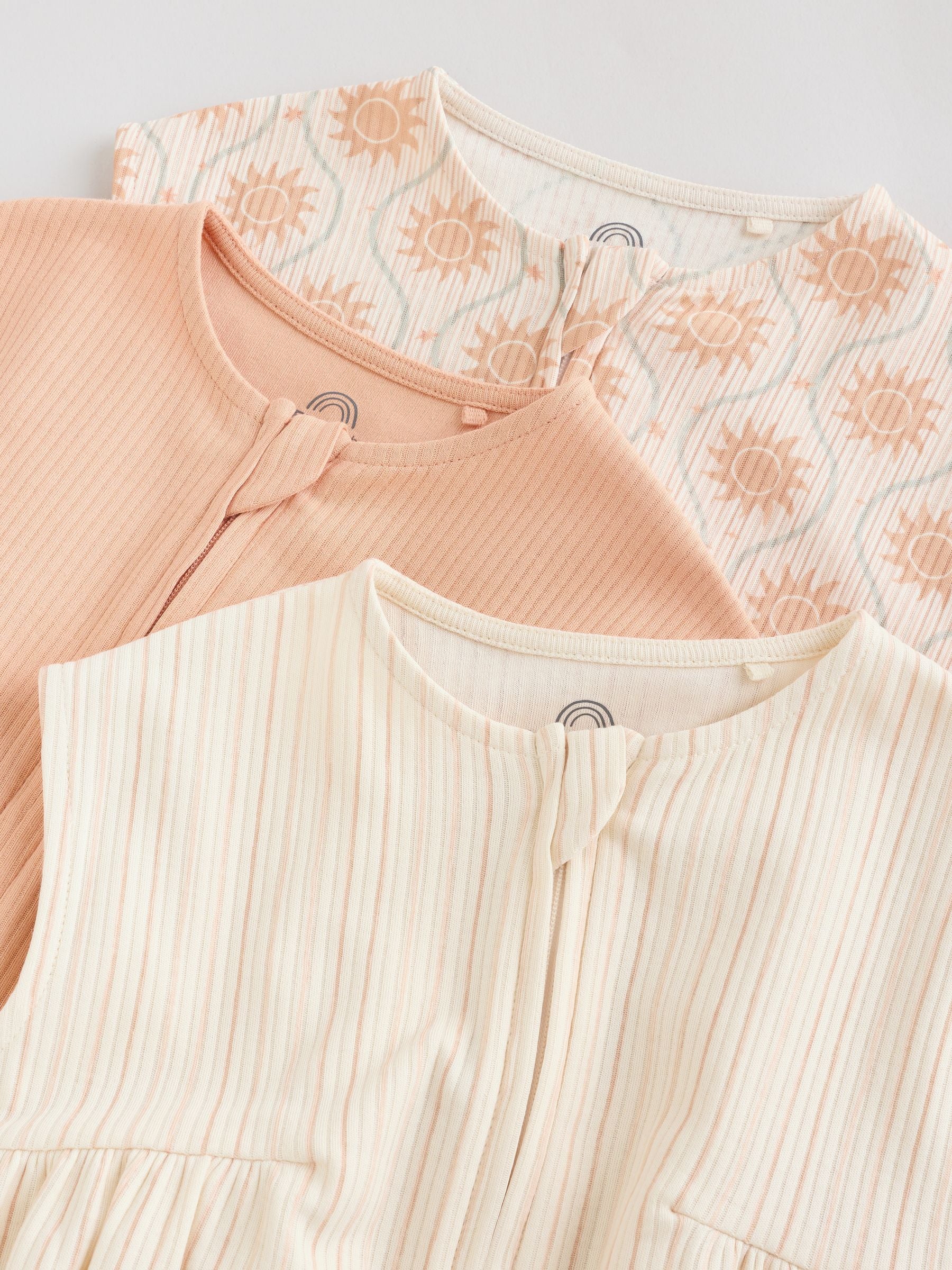 Orange Tonal Patterned Zip Through Baby Rompers 3 Pack image 8
