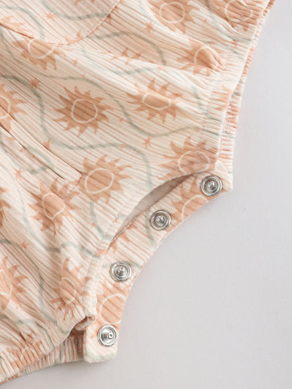 Orange Tonal Patterned Zip Through Baby Rompers 3 Pack image 9