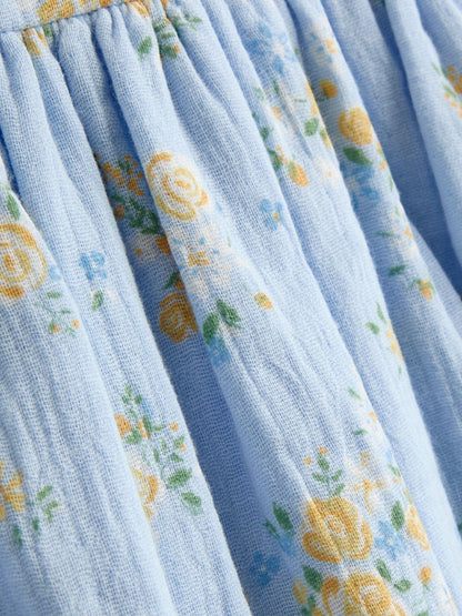 JoJo Maman Bébé Blue Floral Puff Sleeve Floral Cheesecloth Romper image 3