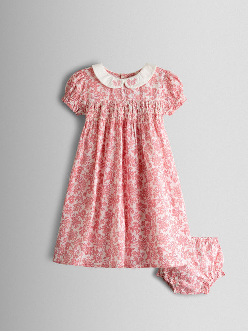 JoJo Maman Bébé Light Pink Garden Floral Smocked Woven Dress image 1