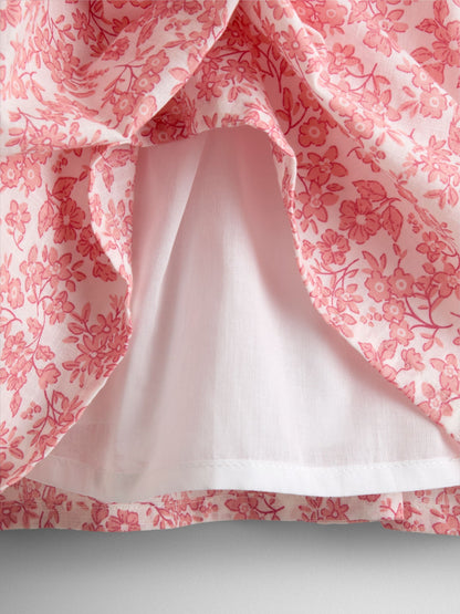 JoJo Maman Bébé Light Pink Garden Floral Smocked Woven Dress image 8