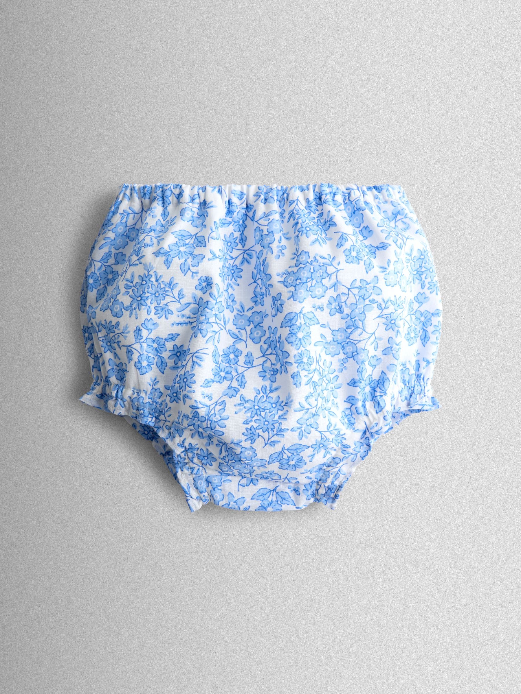 JoJo Maman Bébé Blue Garden Floral Smocked Woven Dress image 4