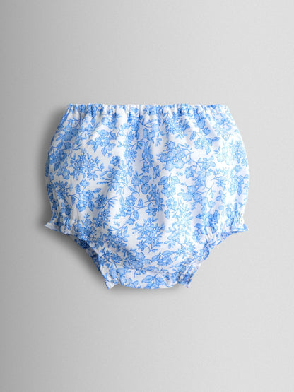 JoJo Maman Bébé Blue Garden Floral Smocked Woven Dress image 4