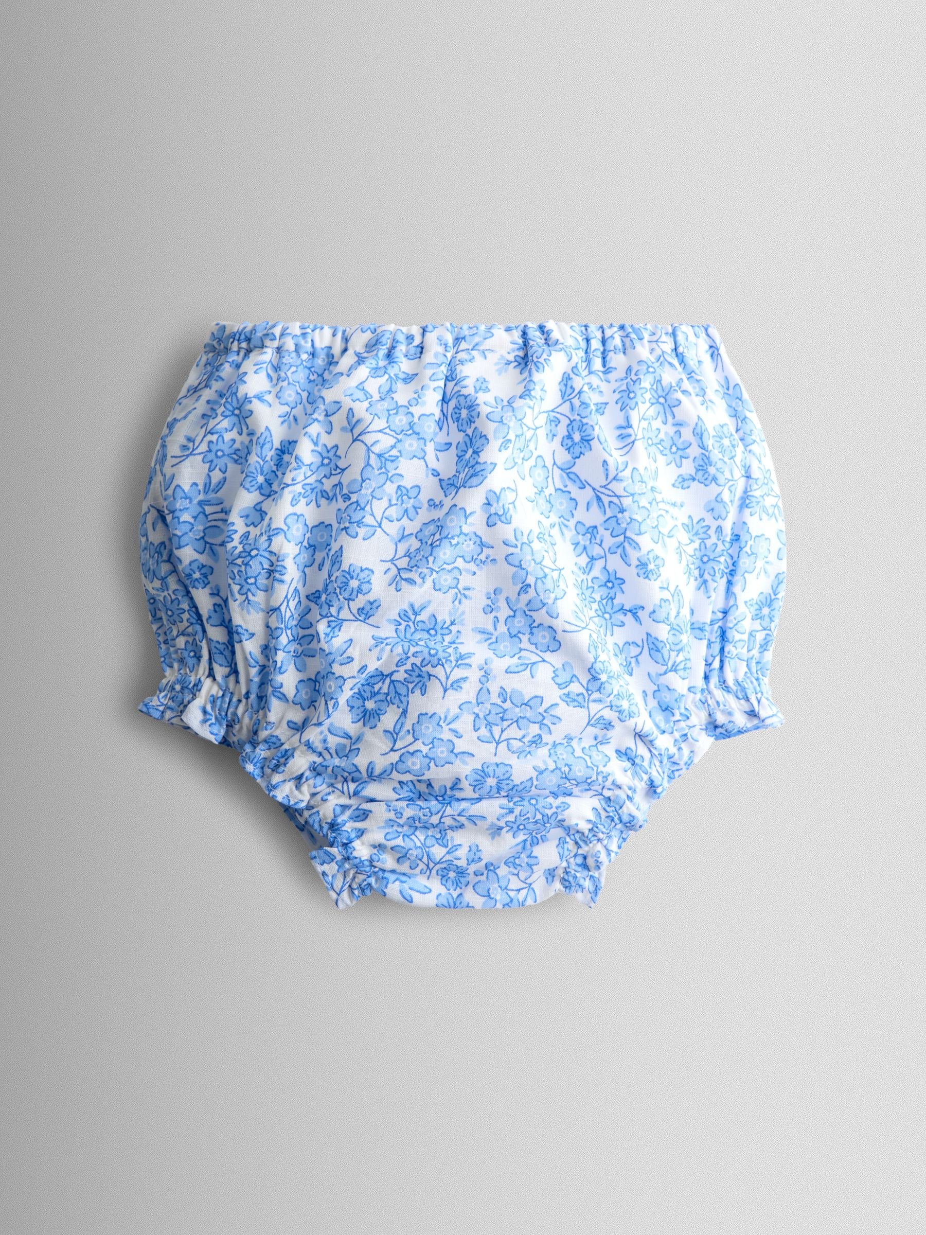 JoJo Maman Bébé Blue Garden Floral Smocked Woven Dress image 5